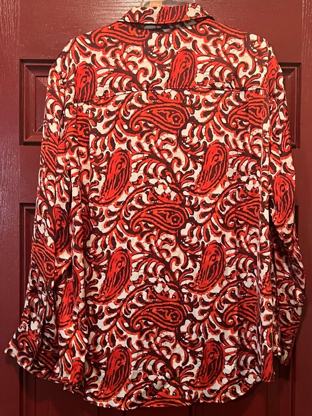 Michael Kors Orange and White Paisley Button-Down Shirt